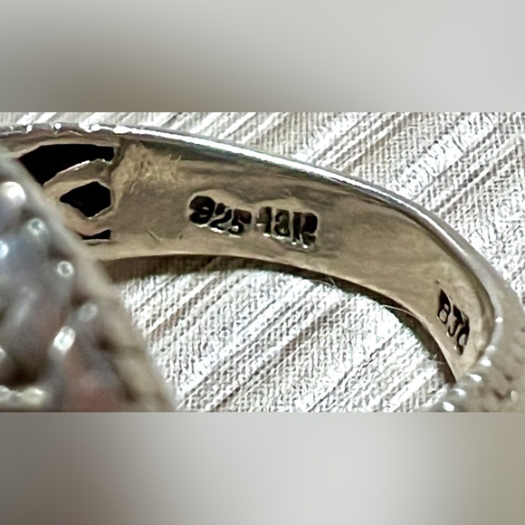 Vintage Designer Signed BJC Sterling Silver & 18K Gold Blue Topaz Ring,Size 5.75 - Picture 7 of 11